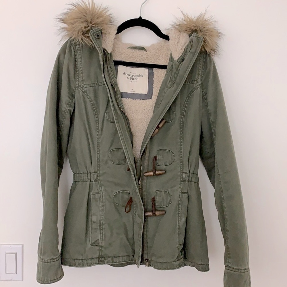 Abercrombie Sherpa fur hooded jacket